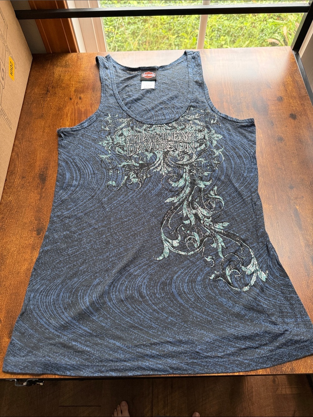 Harley-Davidson Women’s Burnout Tank Top XL Smoky Mountain Tennessee 2016 Blue G